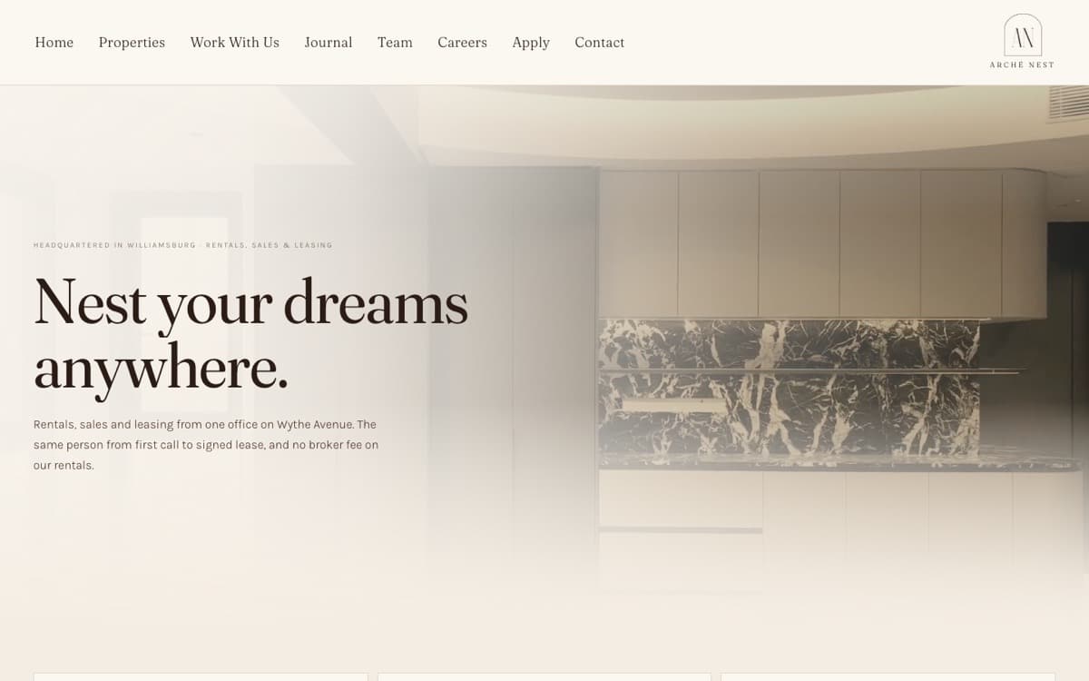 Arché Nest, the site on a desktop