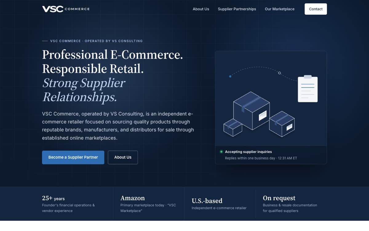 VSC Commerce, the site on a desktop